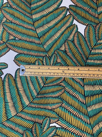 Thumbnail for Fern Cotton Fabric by Meter Green Botanical Sewing Material Tree Light Grey Yellow  Golden Bronze Colors Textile