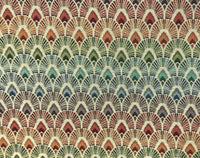 Thumbnail for Beige Bow Arch Tropical Geometric Blue Green  Woven Fabric by Meter Upholstery