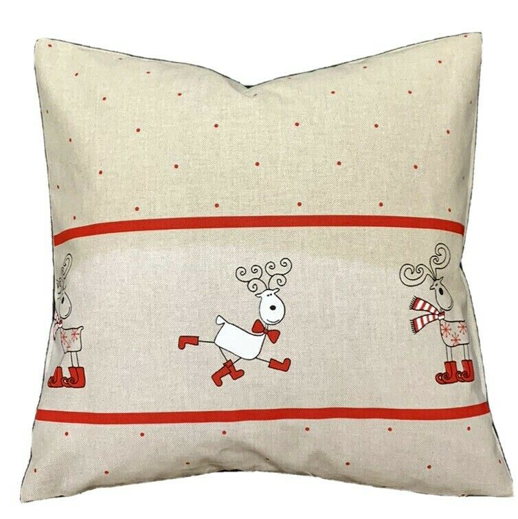 Red Dots Cushion Cover Natural Color Cotton Printed Funky Kid's Fabric 16" 18"