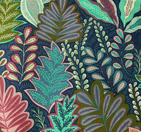 Thumbnail for Blue Botanical Garden Printed Cotton Fabric by Meter Purple Lila Leaves Plants