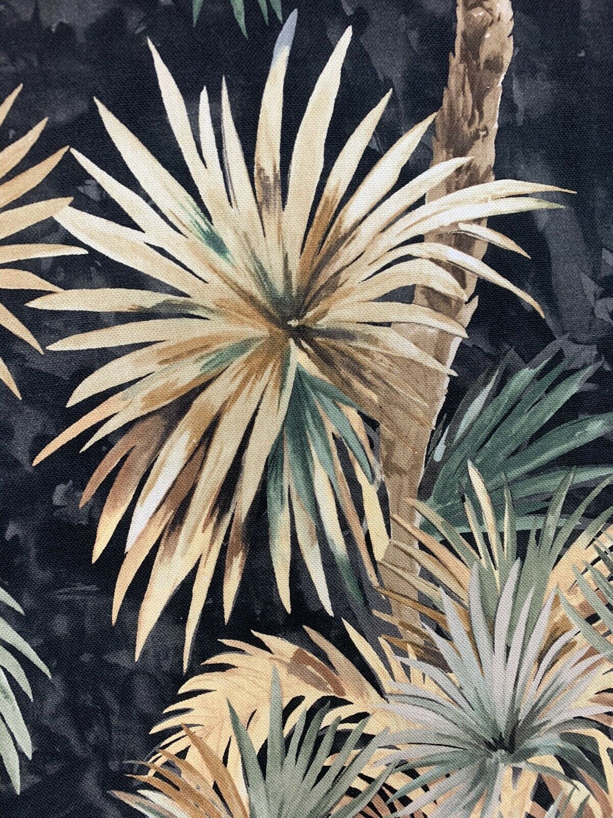 Haiti Palm Trees Black Cotton Fabric by Meter Yellow Floral Sewing Material Botanical Digital Print Textile