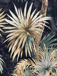 Thumbnail for Haiti Palm Trees Black Cotton Fabric by Meter Yellow Floral Sewing Material Botanical Digital Print Textile