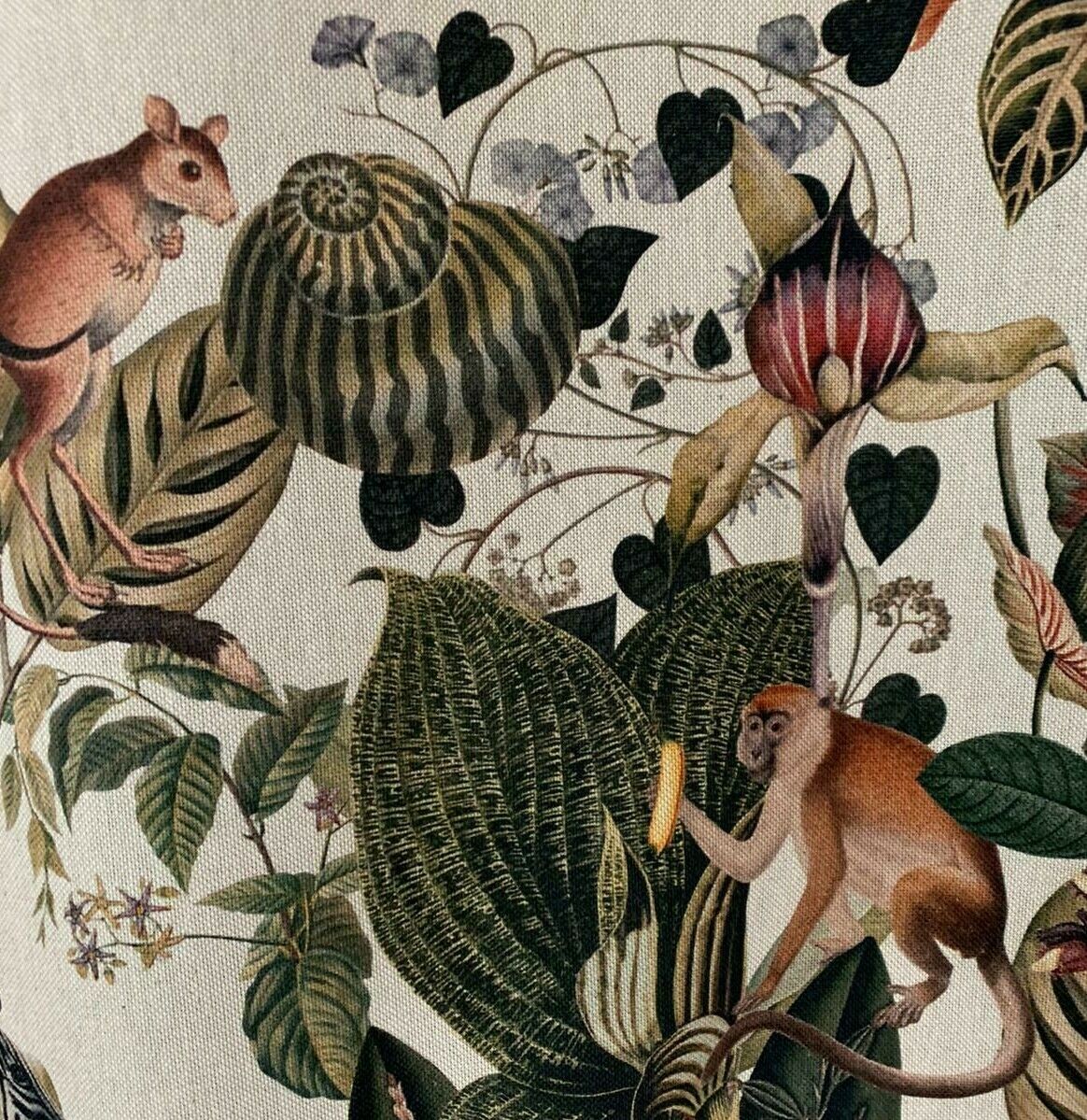 Jungle Kingdom Cotton Fabric By Meter Animals Sewing Material Monkey Zebra Leopard Pattern Textile Floral Tropical design for Pillows Cushions Crafts Curtains
