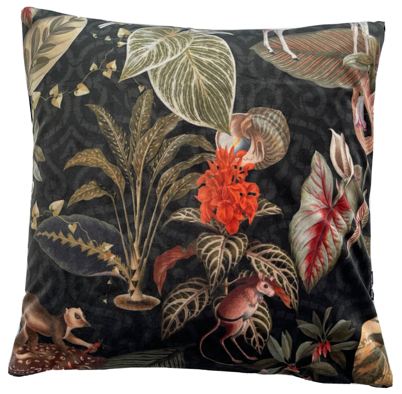 Jungle Kingdom Animals Throw Pillow Case Velvet Cushion Cover Botanical Animal Print Leopard Sofa Decor
