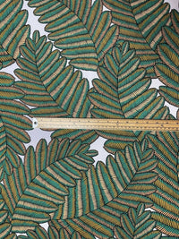 Thumbnail for Fern Cotton Fabric by Meter Green Botanical Sewing Material Tree Light Grey Yellow  Golden Bronze Colors Textile