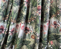 Thumbnail for Wilde Orchids Printed Velvet Fabric by Meter Flowers Print Sewing Material Sold Per Yards Metres Green Botanical Textile For Upholstery PillowsYellow Pink Peach
