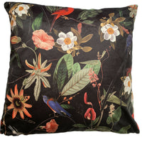 Thumbnail for Passiflora Velvet Cushion Cover Birds Decorative Pillow Case Floral Pillowcase Black Sofa Decor Orange Couch Decore