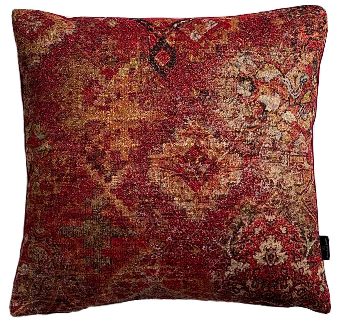 Rusty red and orange tapestry throw pillow cover