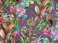 Thumbnail for Mink Tonga Jungle Leopard Giraffe Botanic Floral Plants Animals Fabric by Meter