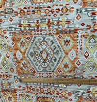 Thumbnail for Oriental Kilim Terracotta Yellow Orange Digital Print Cotton Fabric by Metre