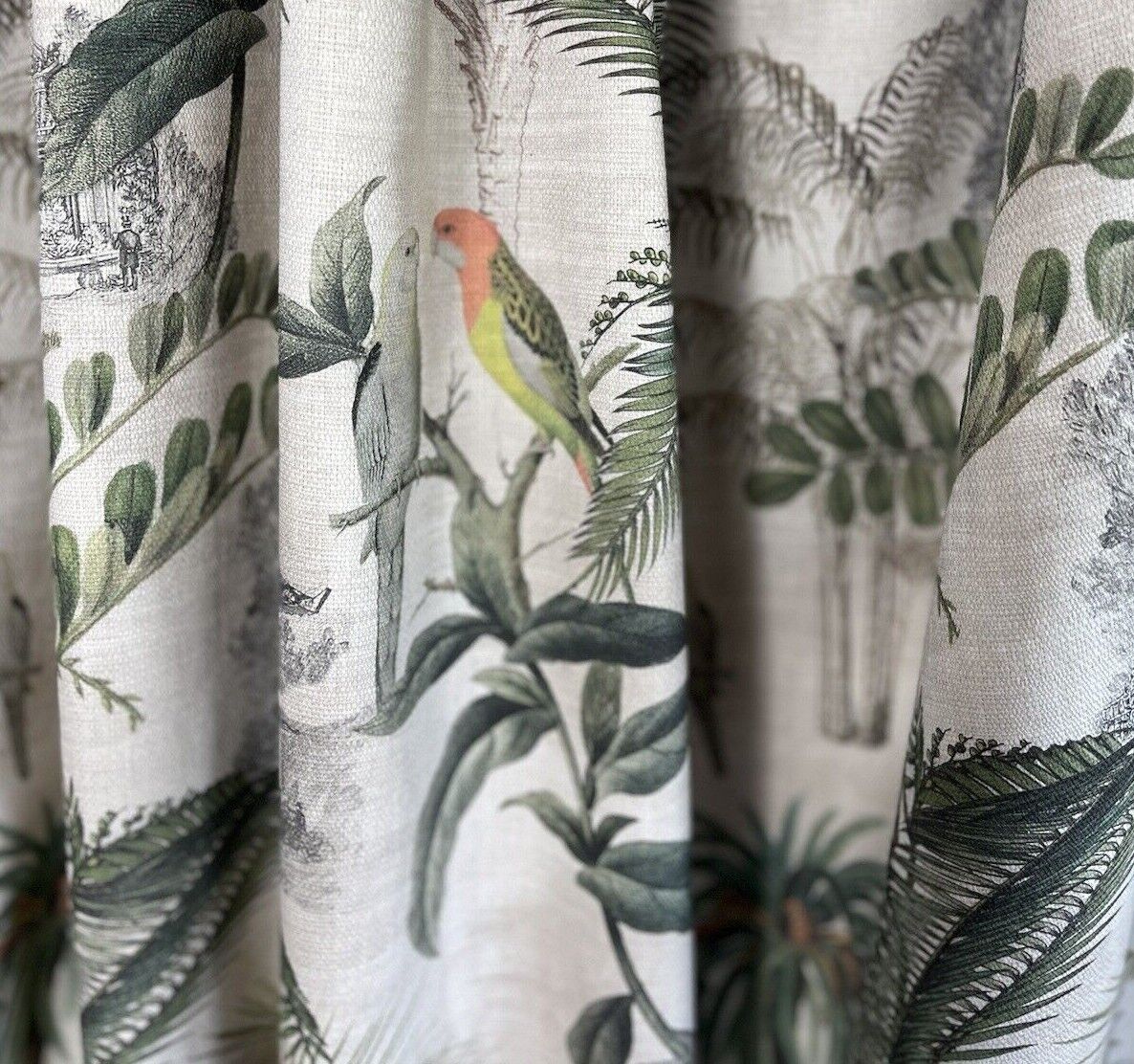 Pagoda Parrots Cotton Fabric by Meter Birds Sewing Material By Yards Meter's Japanese Motif Textile Vintage Style Canvas For Pillows Curtains Crafts
