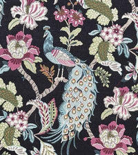 Thumbnail for Tropical Peacock Black Woven Fabric by the Meter Exotic Elegance