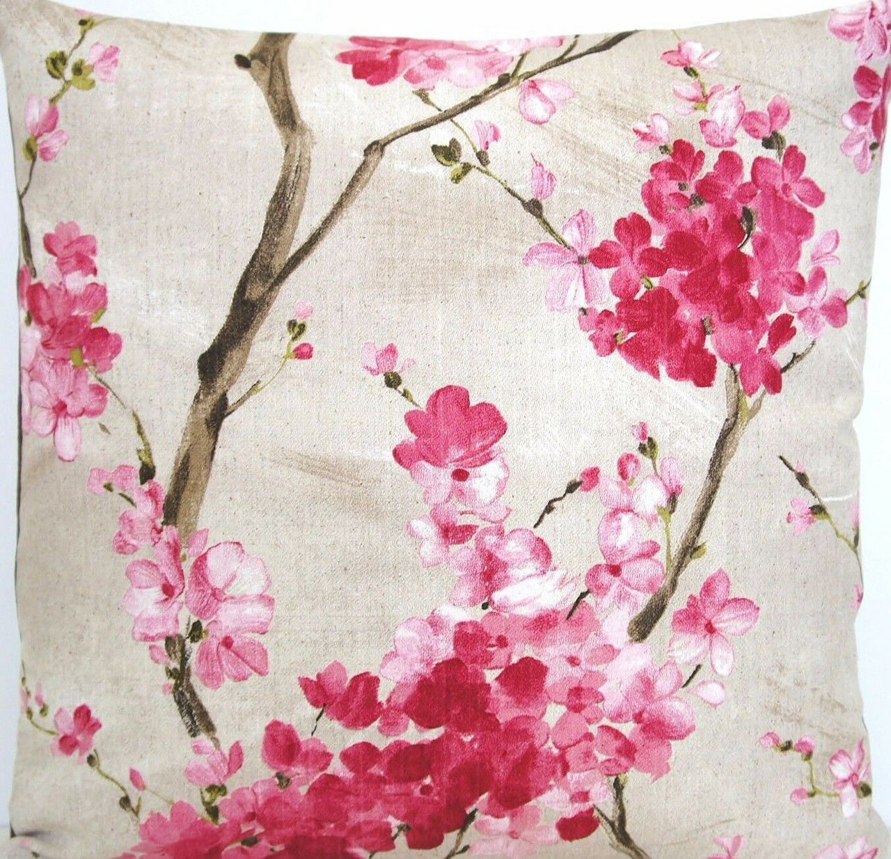 Tree Cushion Cover Pink Cherry Blossom Cotton Printed Fabric 16" 18" 20" 22"