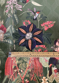 Thumbnail for Toucan Colibri Monkey Forest Jungle Green Italian Velvet Art Deco Botanical