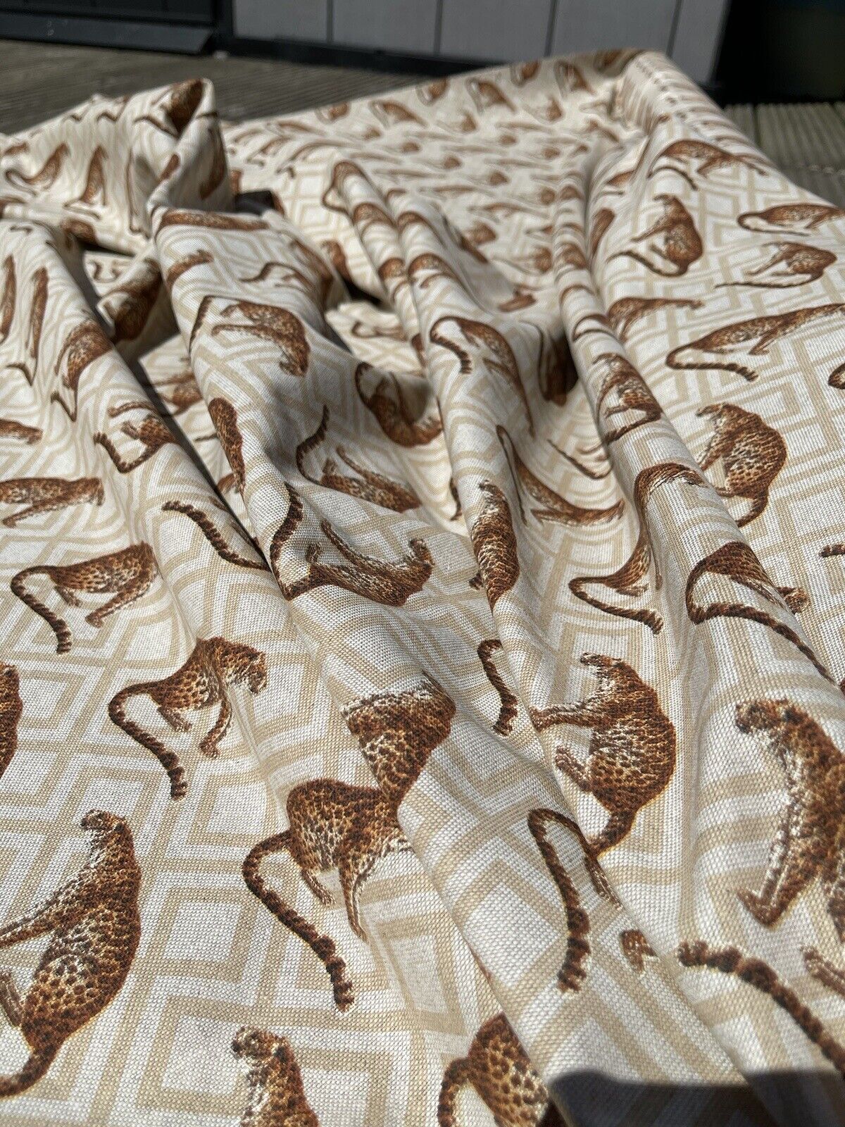 Jungle Royalty Panther Graphics Printed Cotton Fabric by the Metre