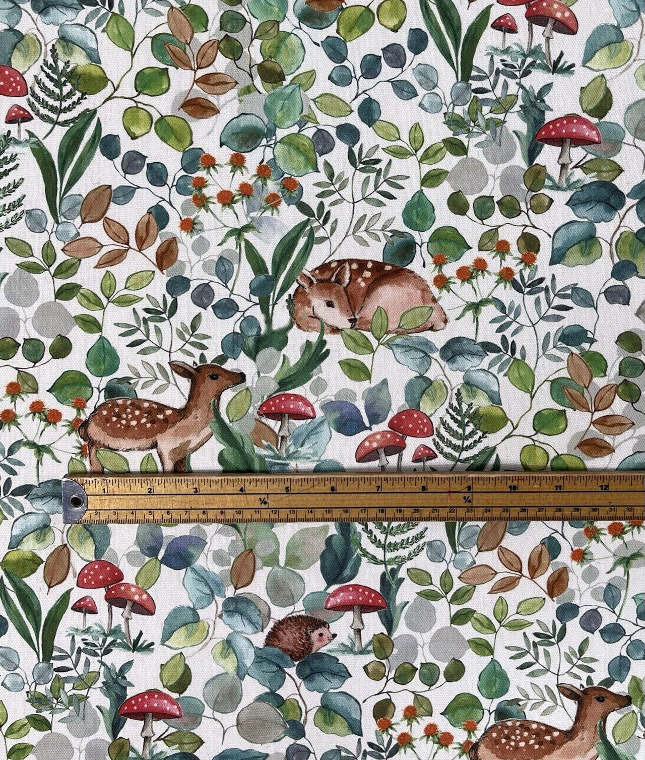 Enchanting Forest Friends: Bambi and Deer Cotton Fabric - Perfect for Botanical Design in Kids' Bedroom Sewing Projects