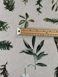 Thumbnail for Mistletoe Cotton Fabric - Green Pine Tree Leaves Print, Christmas Sewing Material for Home Decor & Crafts