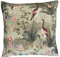 Thumbnail for Vintage Style Cushion Cover 22” Geese, Birds Decorative throw Pillow Case Plants, Flowers Pillowcase Green Sofa Home Decore