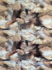 Thumbnail for Wolf Animal Skin Italian Velvet Sold by Meter Upholstery Fur Brown Orange White
