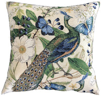 Thumbnail for Beige Peacock Fabric Cushion Cover Green Blue Green Butterfly Floral 22