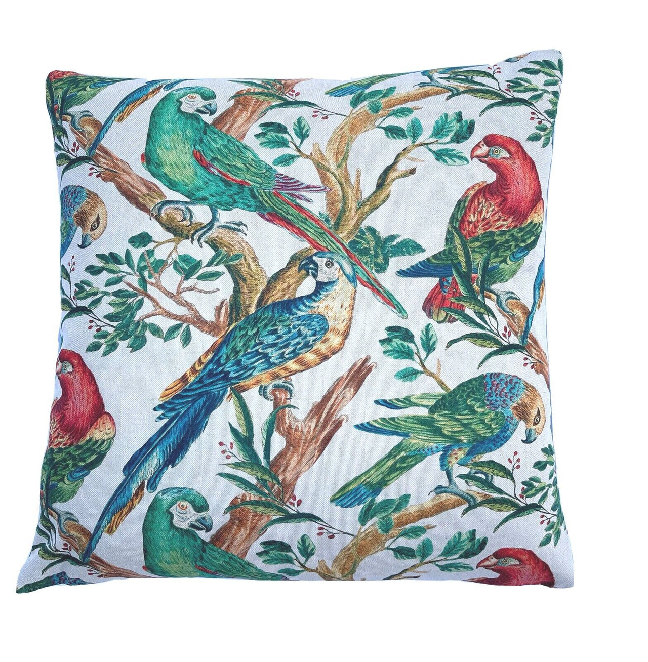 Parrots Cushion Cover Birds Tree Jungle Life Tropical Sofa Pillow Branches Leaf