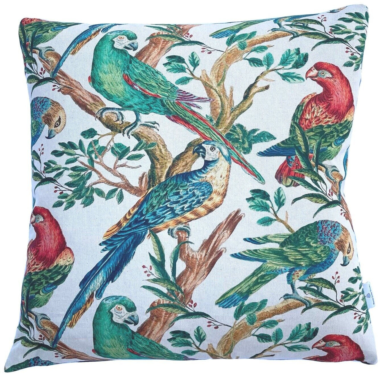 Parrots Cushion Cover Birds Tree Jungle Life Tropical Sofa Pillow Branches Leaf