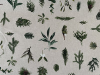 Thumbnail for Mistletoe Cotton Fabric - Green Pine Tree Leaves Print, Christmas Sewing Material for Home Decor & Crafts