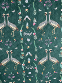 Thumbnail for Crowned Crane Birds printed cotton fabric by the meter Animals Green Sewing Material Snakes Pineapple Tropical Textile for pillows curtains arts crafts