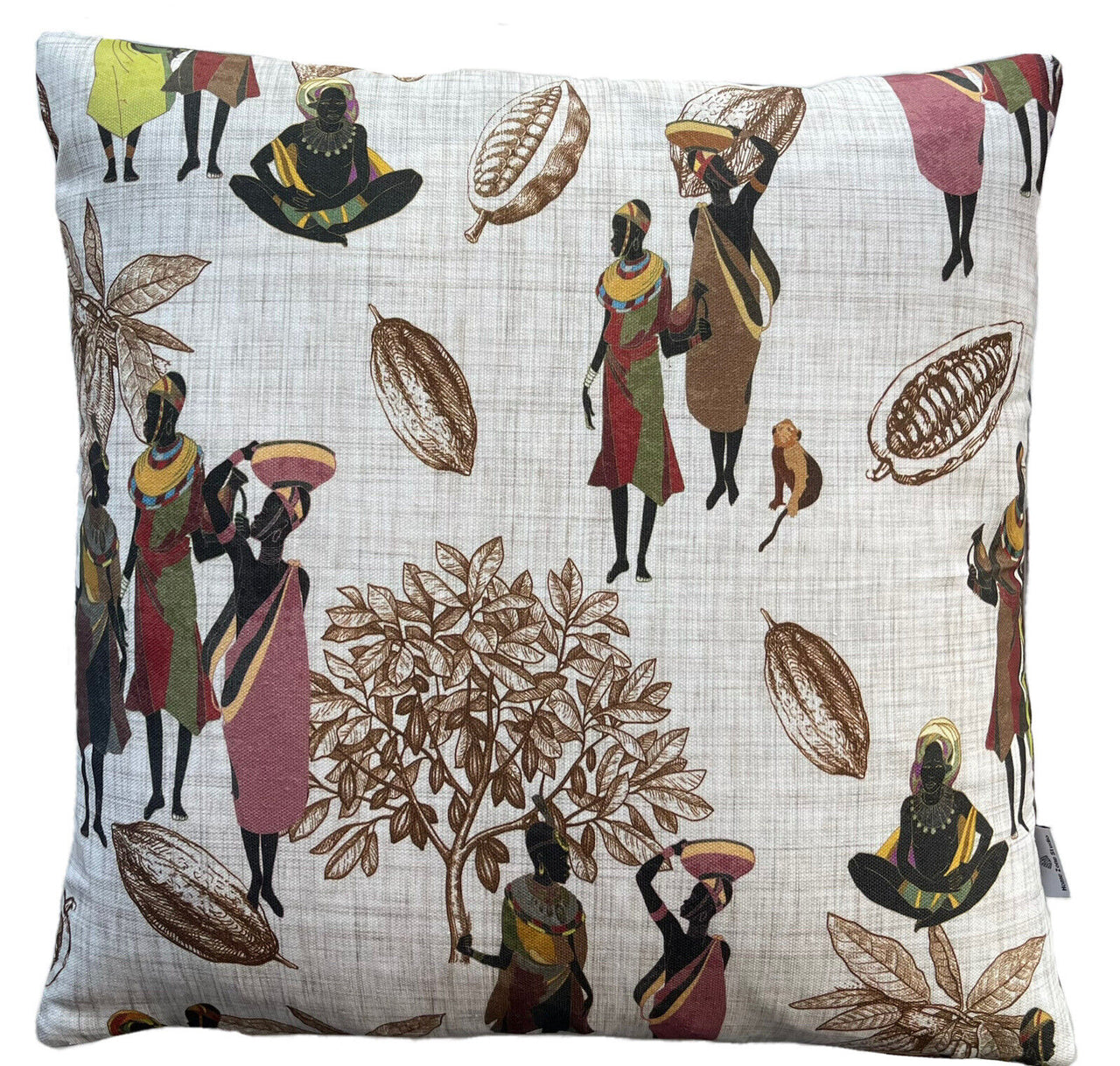 African Women Native Cushion Cover Ethnic Decorative Pillow Case Beige Sofa Décor