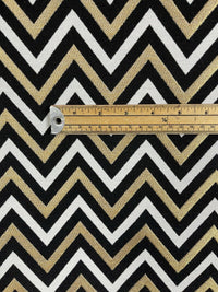 Thumbnail for Zig Zag Chevron Fabric: Gold, Black & White Meter-By-Meter Magic