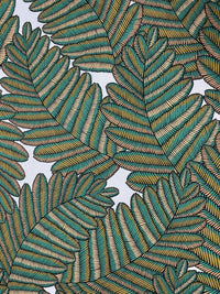 Thumbnail for Fern Cotton Fabric by Meter Green Botanical Sewing Material Tree Light Grey Yellow  Golden Bronze Colors Textile