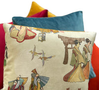 Thumbnail for Samurai Cushion Cover Japanese Ladys Geisha Pillowcase Sunrise Tree Bird Toile