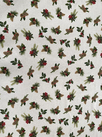 Thumbnail for Pinecones Cotton Fabric - Festive Christmas Print, Red & Green Winter Holiday Material for Sewing & Crafts