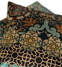 Thumbnail for Velvet Cushion Cover Osborne & Little Mansfield Fabric Ginger Black Trellis 20