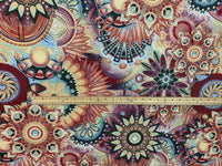 Thumbnail for Mandala Gobelin Woven Fabric by Meter Upholstery Red Orange Yellow Artistic Pop