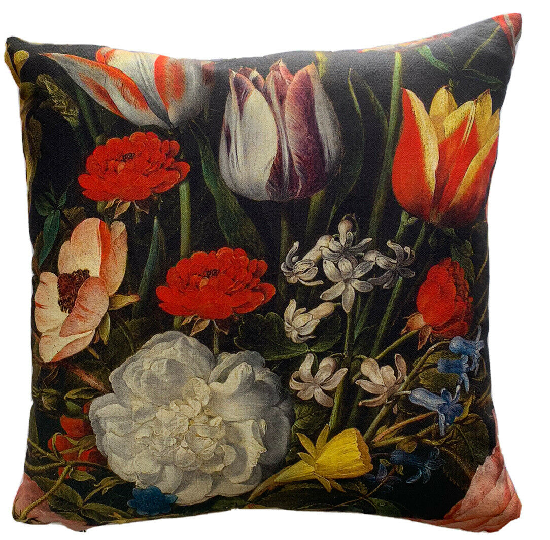 Floral Cushion Cover Tulips Cotton Throw Pillow Case Artistic Rijsk Museum Painting Flowers pattern Home Sofa Decor 18" 24"