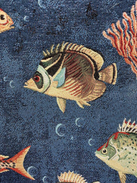 Thumbnail for Fishes And Corals Costal Upholstery Fabric Sold by Meter Blue Nautical Tapestry Textile