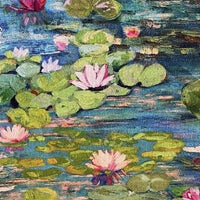 Thumbnail for pink lotus flowers in a pond cotton sewing fabric