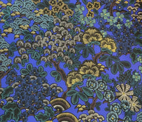 Thumbnail for Nights in Kew Garden Cotton Fabric by Meter Botanica Plants Tree Royal Blue