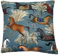 Thumbnail for Arabian Horses Cushion Cover Animal Print Blue Decorative Throw Pillow Case  sizes 16