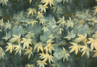 Thumbnail for Yellow Gold Autumn Leaves Green Painting Art Digital Print Cotton by Meter