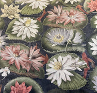 Thumbnail for Water Lilly Velvet Fabric by Meter Pink Lotus Pattern Sewing Material White Green Red Fish Pond Nature