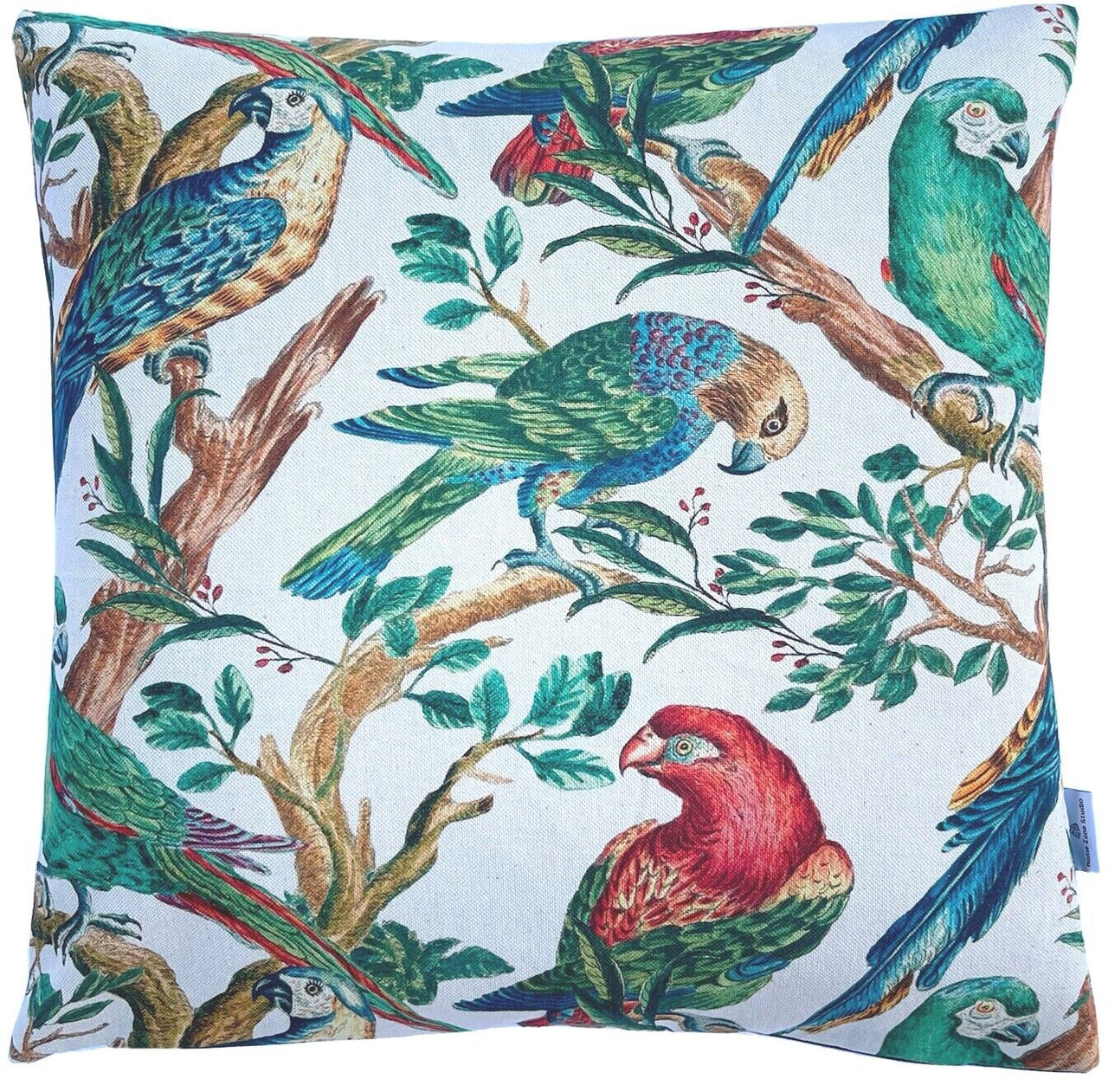 Parrots Cushion Cover Birds Tree Jungle Life Tropical Sofa Pillow Branches Leaf