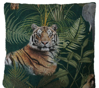 Thumbnail for Tiger Cushion Cover Jungle Animals Printed Cotton Throw Pillow Case Green Forest Monkey Giraffe Zebra Print Sofa Decor 16