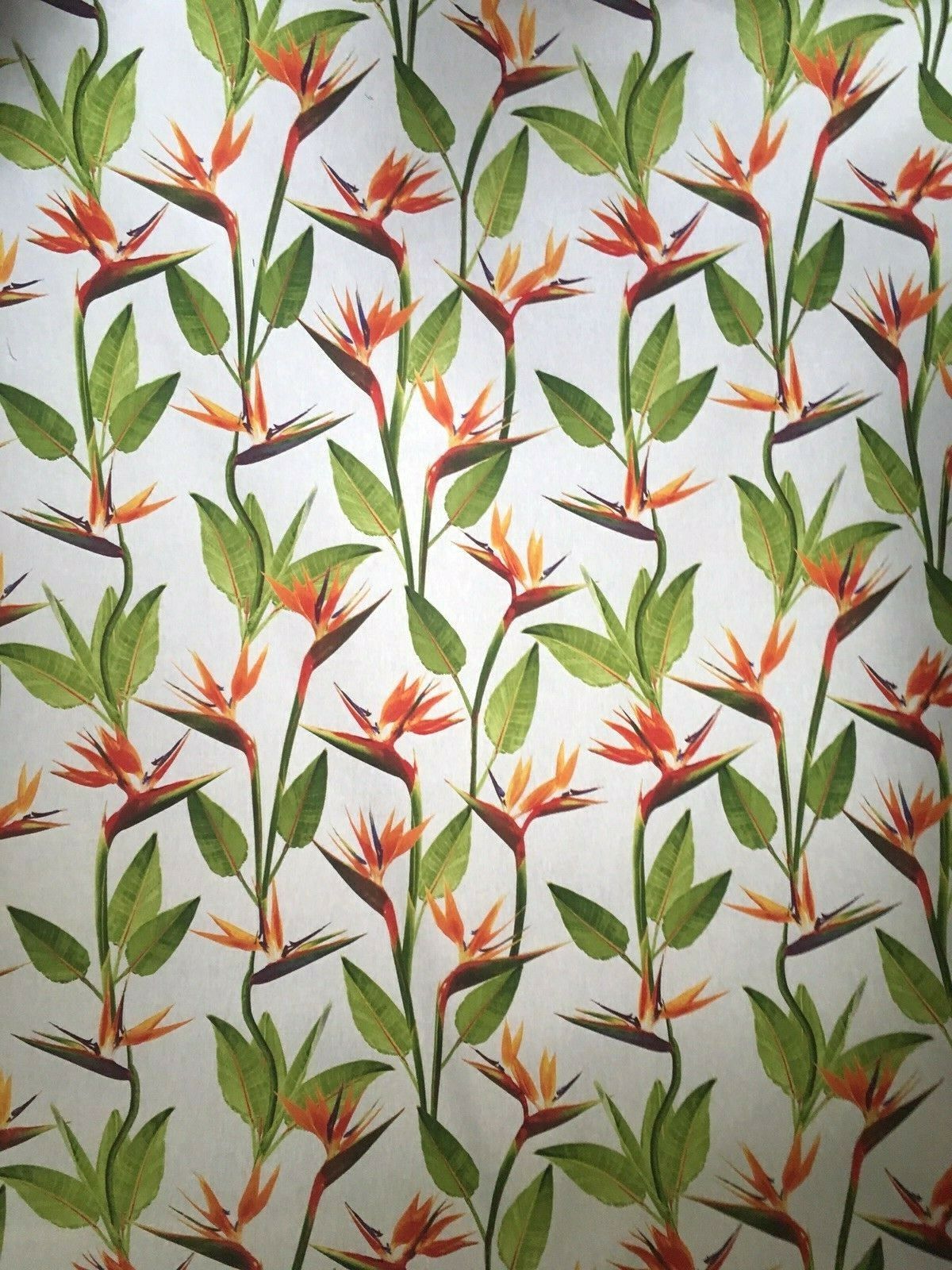 Orange Flowers Cotton Linen Fabric Floral Green Grey Sold by Metre