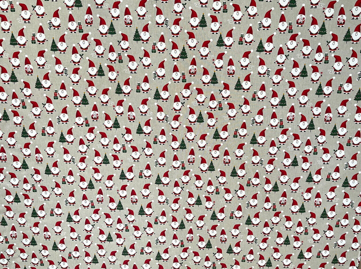 Jolly Santa Cotton Fabric Red Merry Xmas Print for Home Decor Tablecloths Crafts and Kids Winter Gift