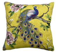 Thumbnail for Yellow Decorative Throw Pillow Case Peacock Cushion Cover Floral Pillowcase Pink Green Botanical Sofa Decore