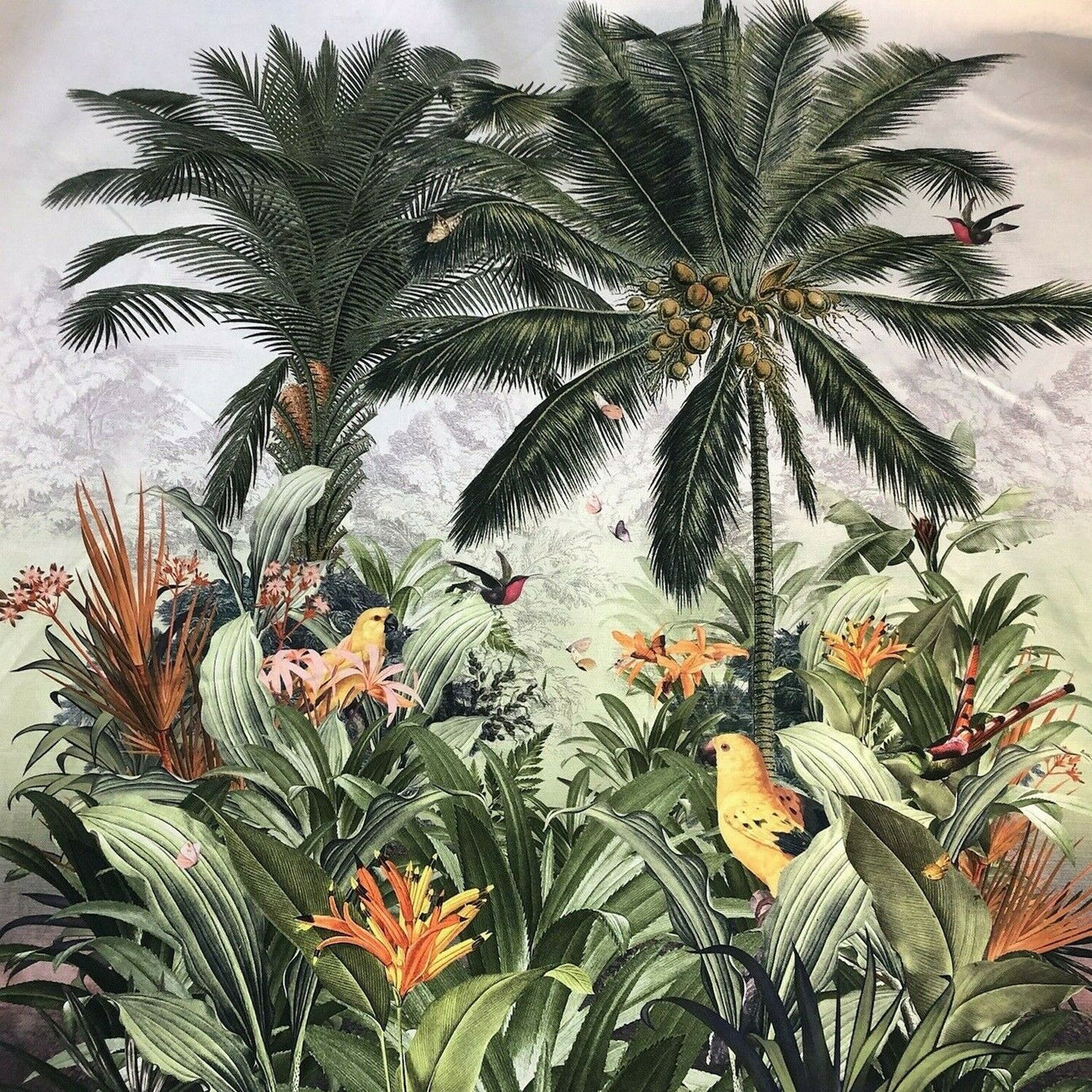 Cotton Batik Pineapples Coconuts Palm Tree Leaves Fruits Summer Beach Brown  Batik Cotton Fabric Print by the Yard (965Q-3)