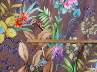 Thumbnail for Mink Tonga Jungle Leopard Giraffe Botanic Floral Plants Animals Fabric by Meter