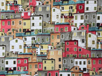 Thumbnail for Positano Village Houses Printed Cotton Fabric By Meter Mediterranean Inspired